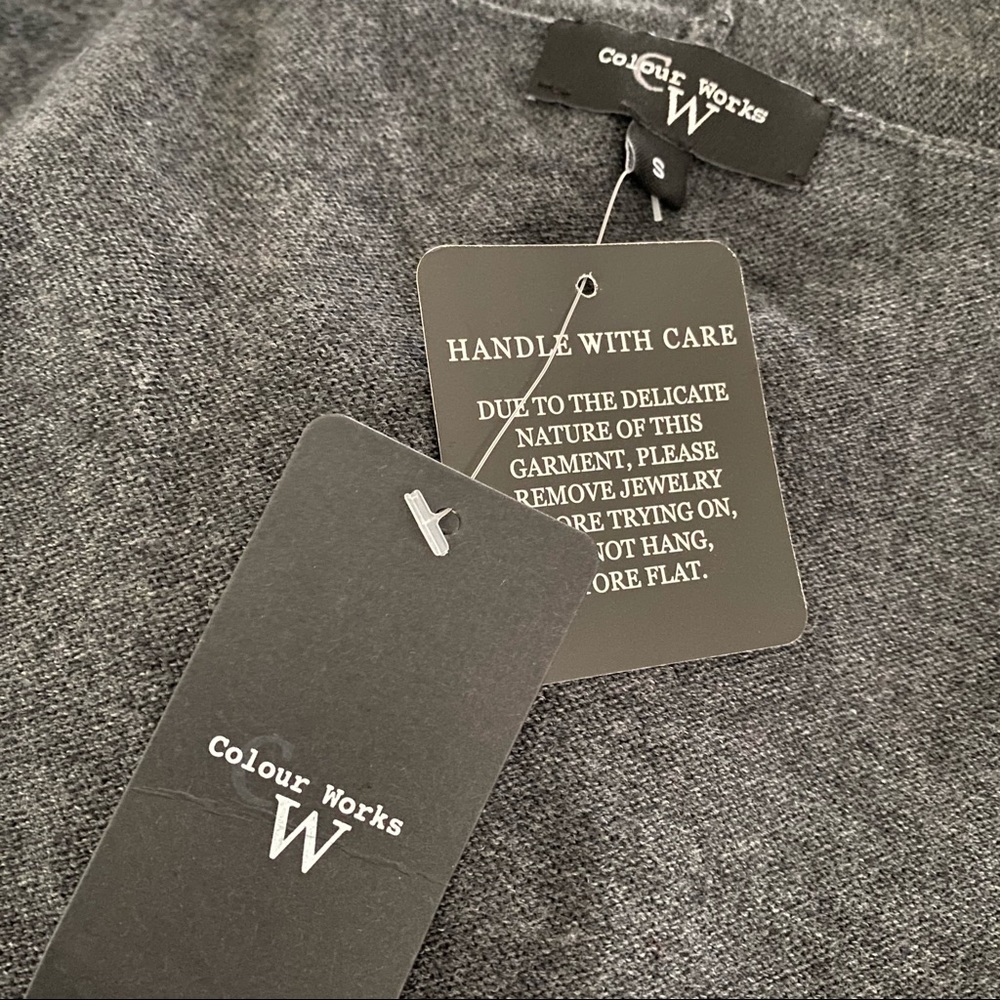 NWT  COLOUR WORKS GRAY LONG SWEATER CARDIGAN S - Picture 4 of 5